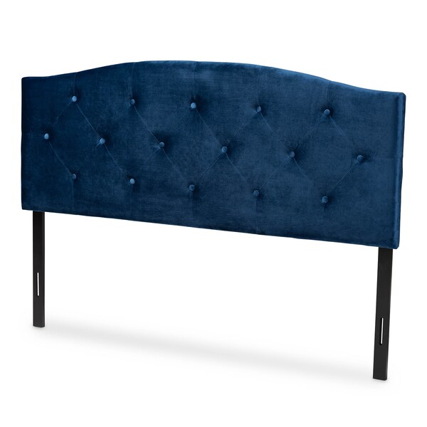 Leone ModernNavy Blue Velvet Upholstered Headboard-Full